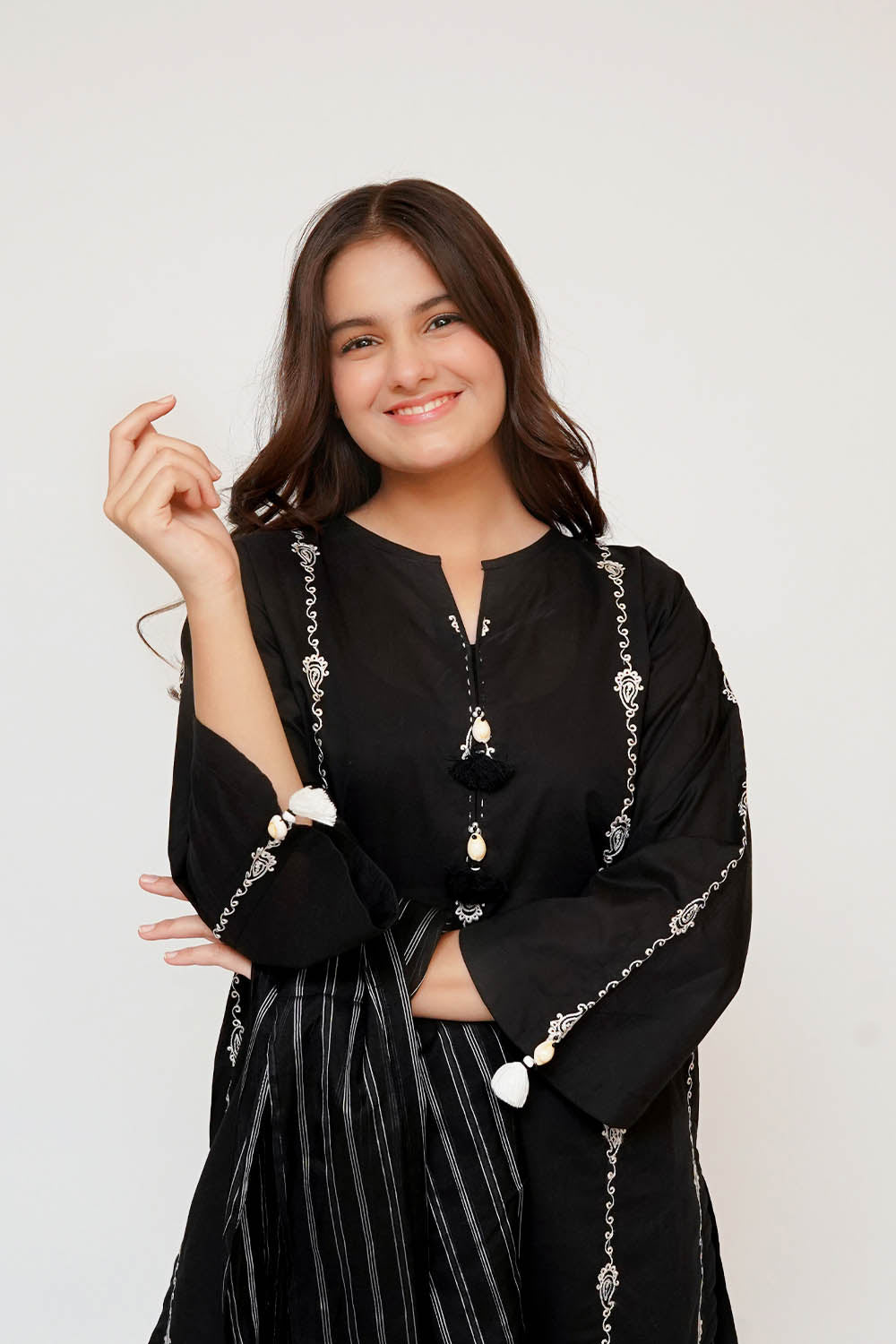 Monochrome by Senorita Girls RTW Embroidered Cotton 3 Piece Suit GAD-03455 Casual Collection