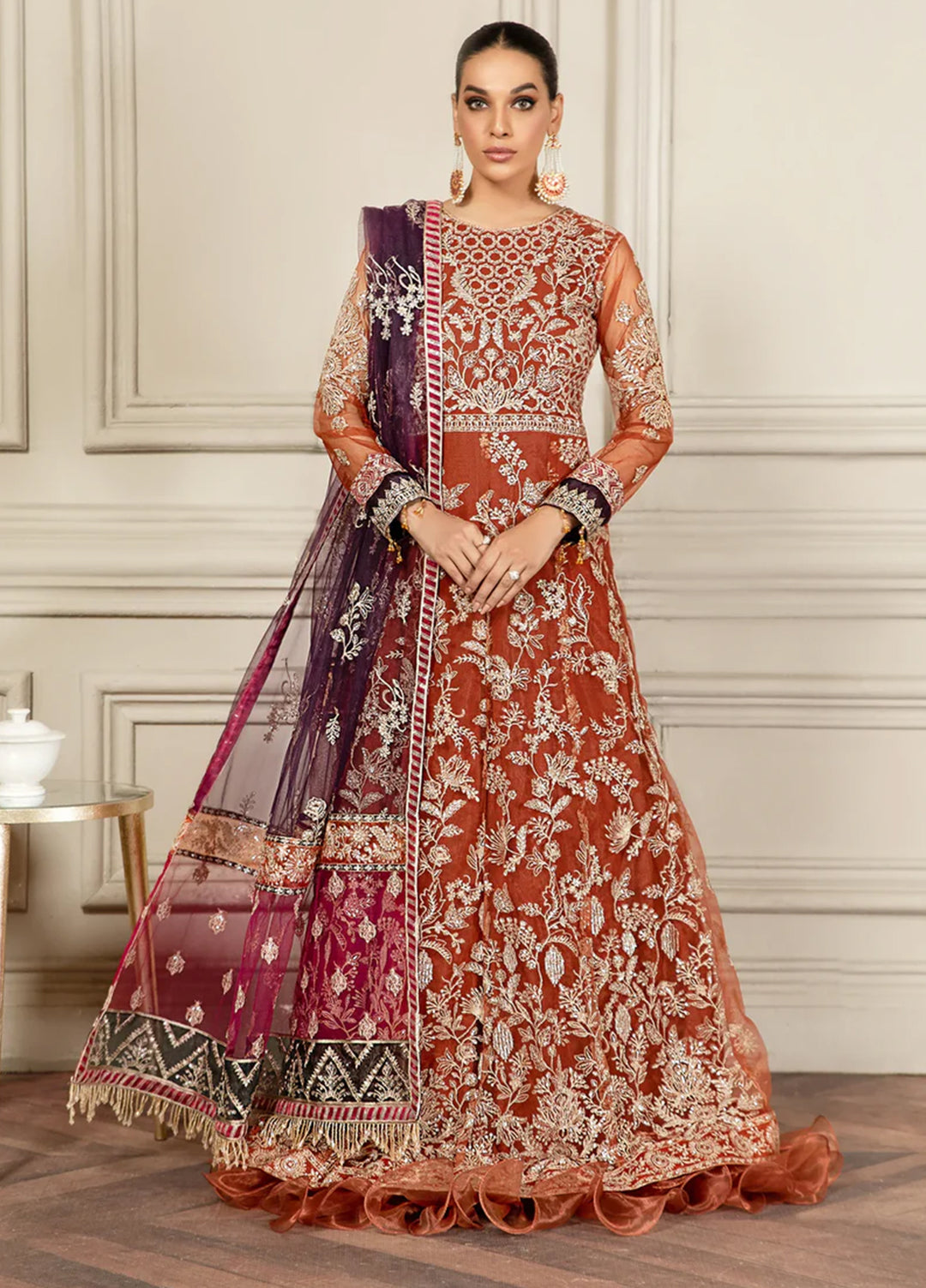 Mehroze By Zarif Embroidered  Suits Unstitched 3 Piece ZR25UF ZMF 02 AMBER - Luxury Collection