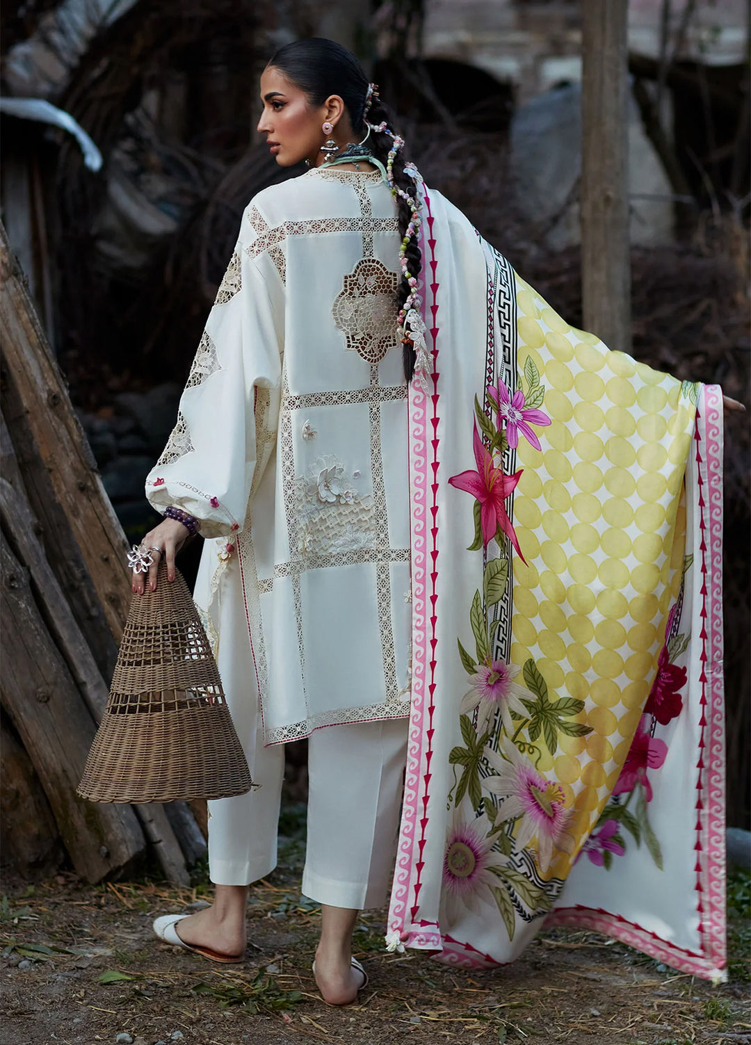 Kashmee Legacy by Elan Unstitched Embroidered Lawn 3 Piece Suit EL26ULKL Deodar EL26-11B - Festive Collection