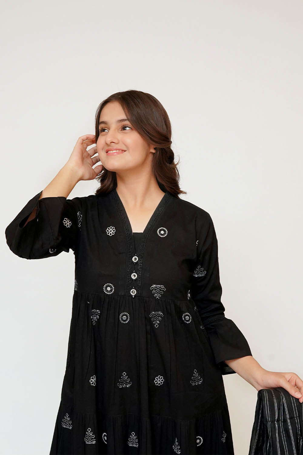 Monochrome by Senorita Girls RTW Embroidered Cotton 3 Piece Suit GAD-03446 Casual Collection