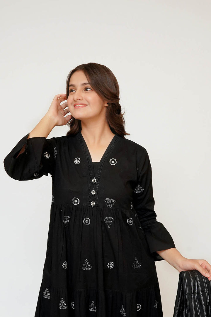Monochrome by Senorita Girls RTW Embroidered Cotton 3 Piece Suit GAD-03446 Casual Collection