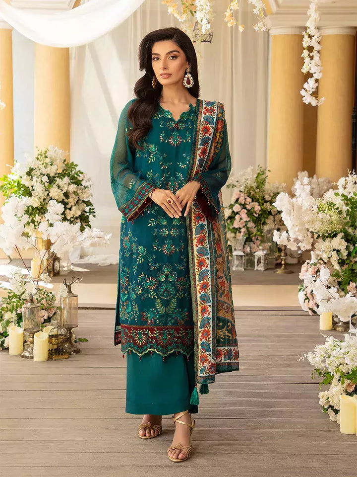 Jashn e Noor by Salitex Unstitched Embroidered 3 Piece Cotton Net SUNW7JI095 - Summer Collection