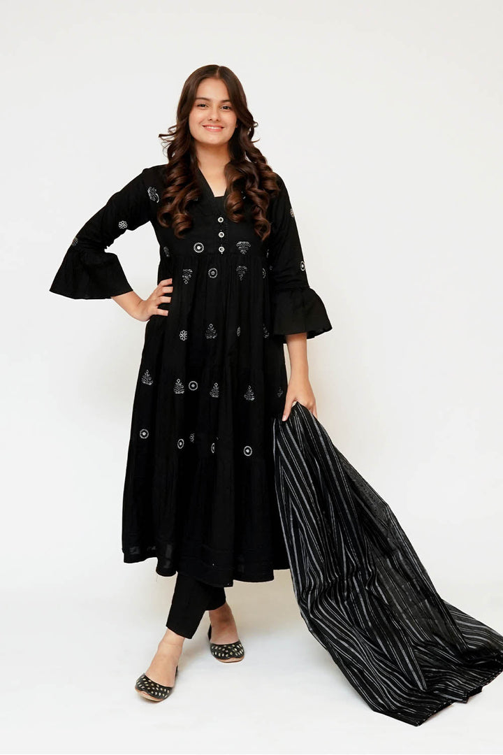 Monochrome by Senorita Girls RTW Embroidered Cotton 3 Piece Suit GAD-03446 Casual Collection