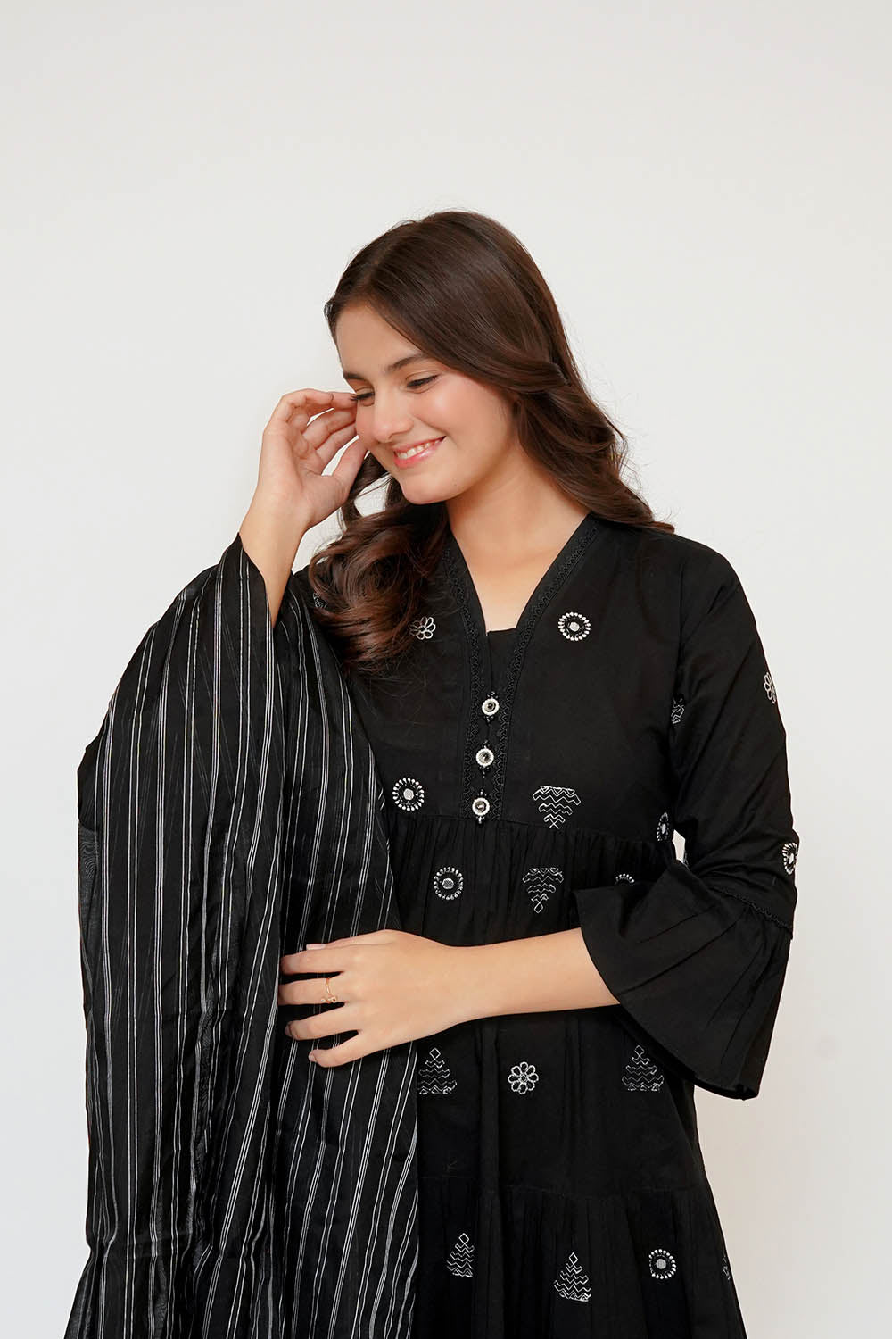 Monochrome by Senorita Girls RTW Embroidered Cotton 3 Piece Suit GAD-03446 Casual Collection