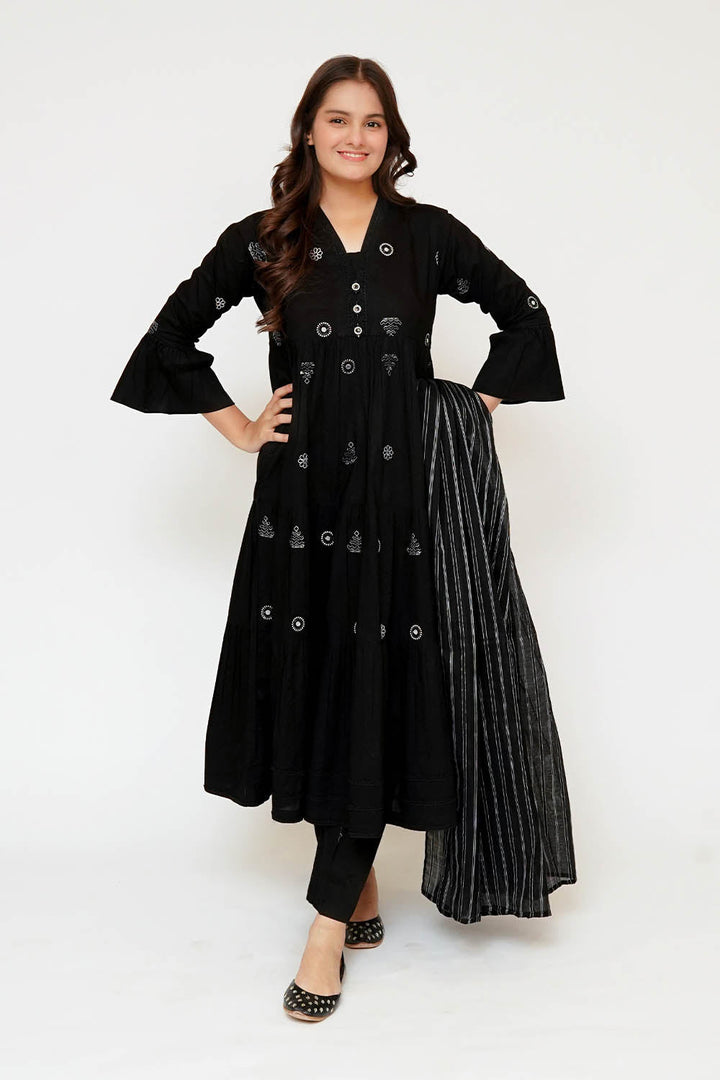 Monochrome by Senorita Girls RTW Embroidered Cotton 3 Piece Suit GAD-03446 Casual Collection