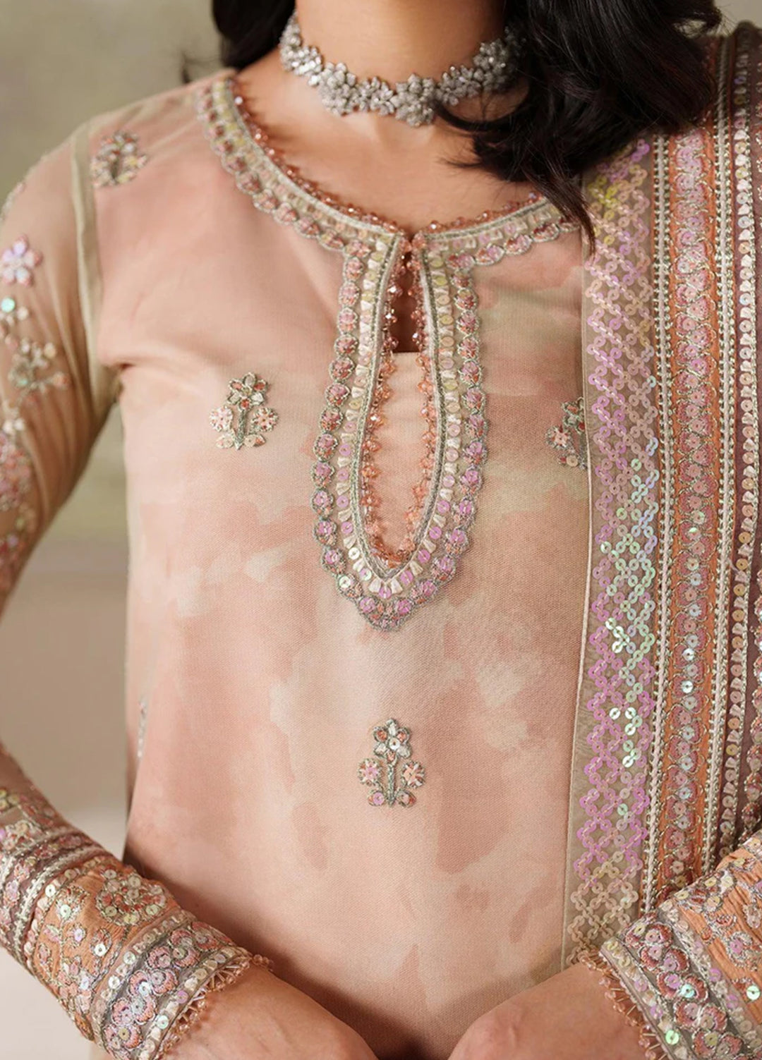 Zarif Embroidered Net Suits Unstitched 3 Piece ZR25UF ZRF-ZPE-04 Seriyah - Formals Collection