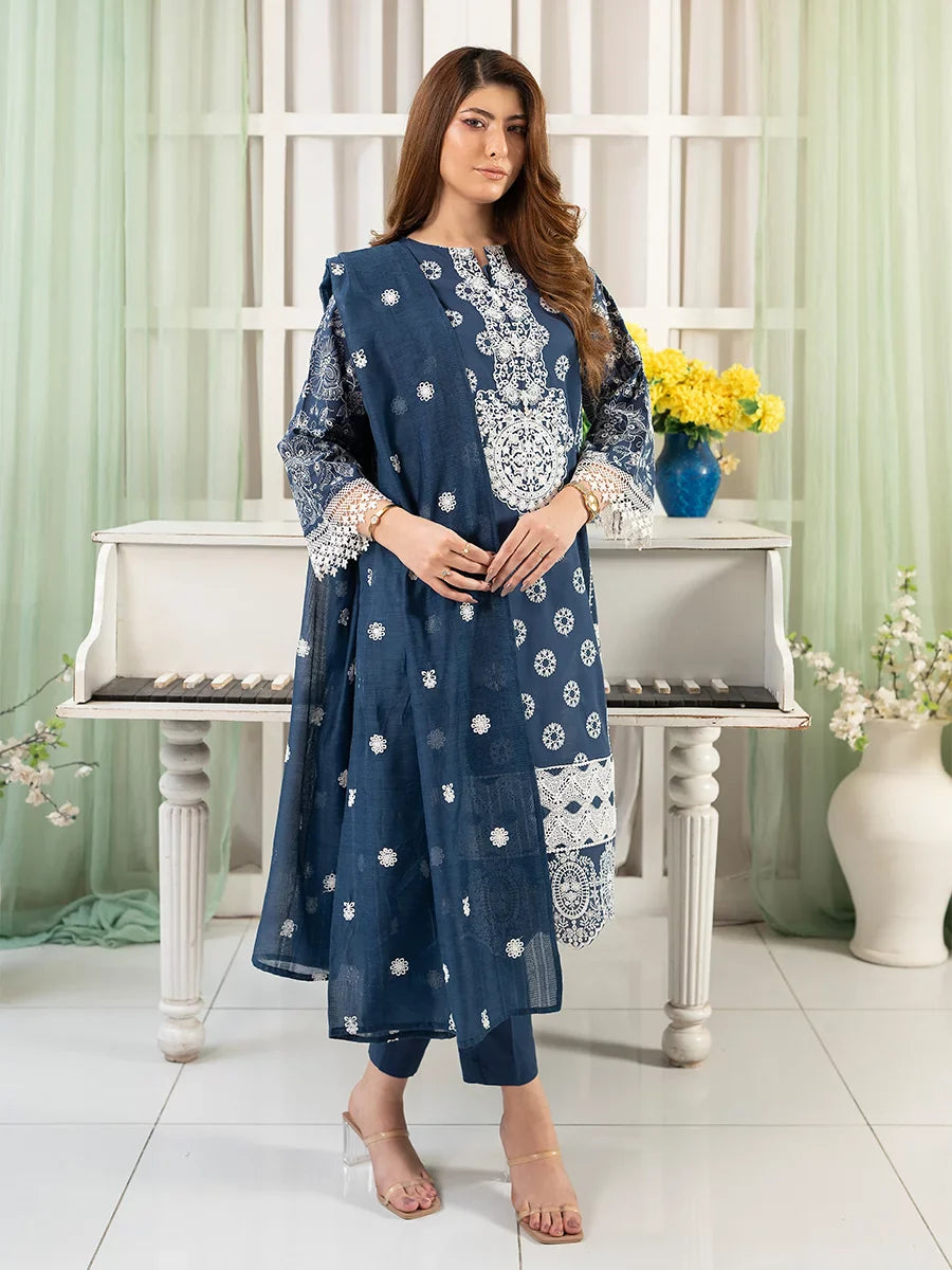 Salitex Women Embroidered Cambric 3 Piece Suit PML3PBC288 - Summer Collection