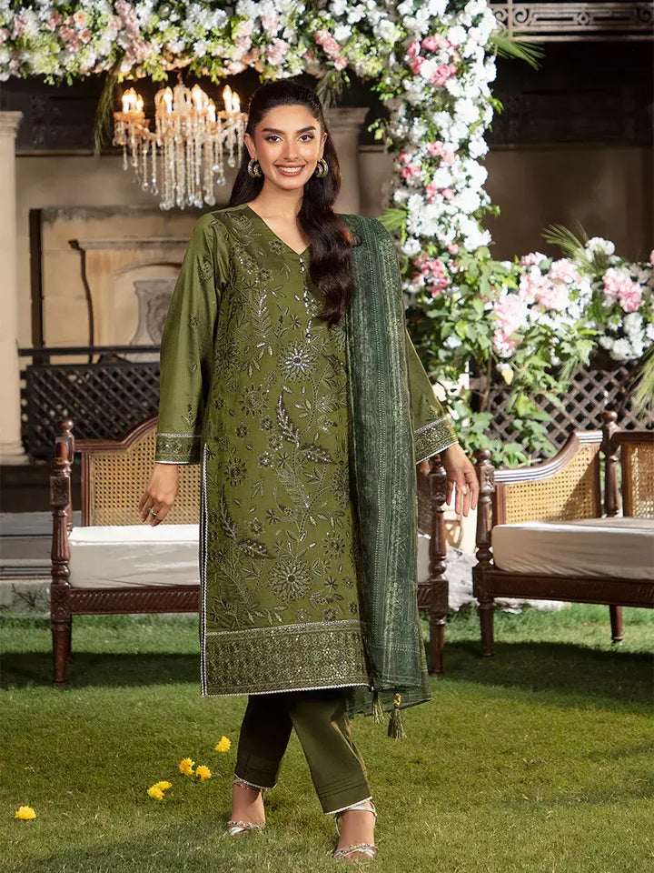 Jashn e Noor by Salitex Unstitched Embroidered 3 Piece Cotton Net SUNW7JI090 - Summer Collection