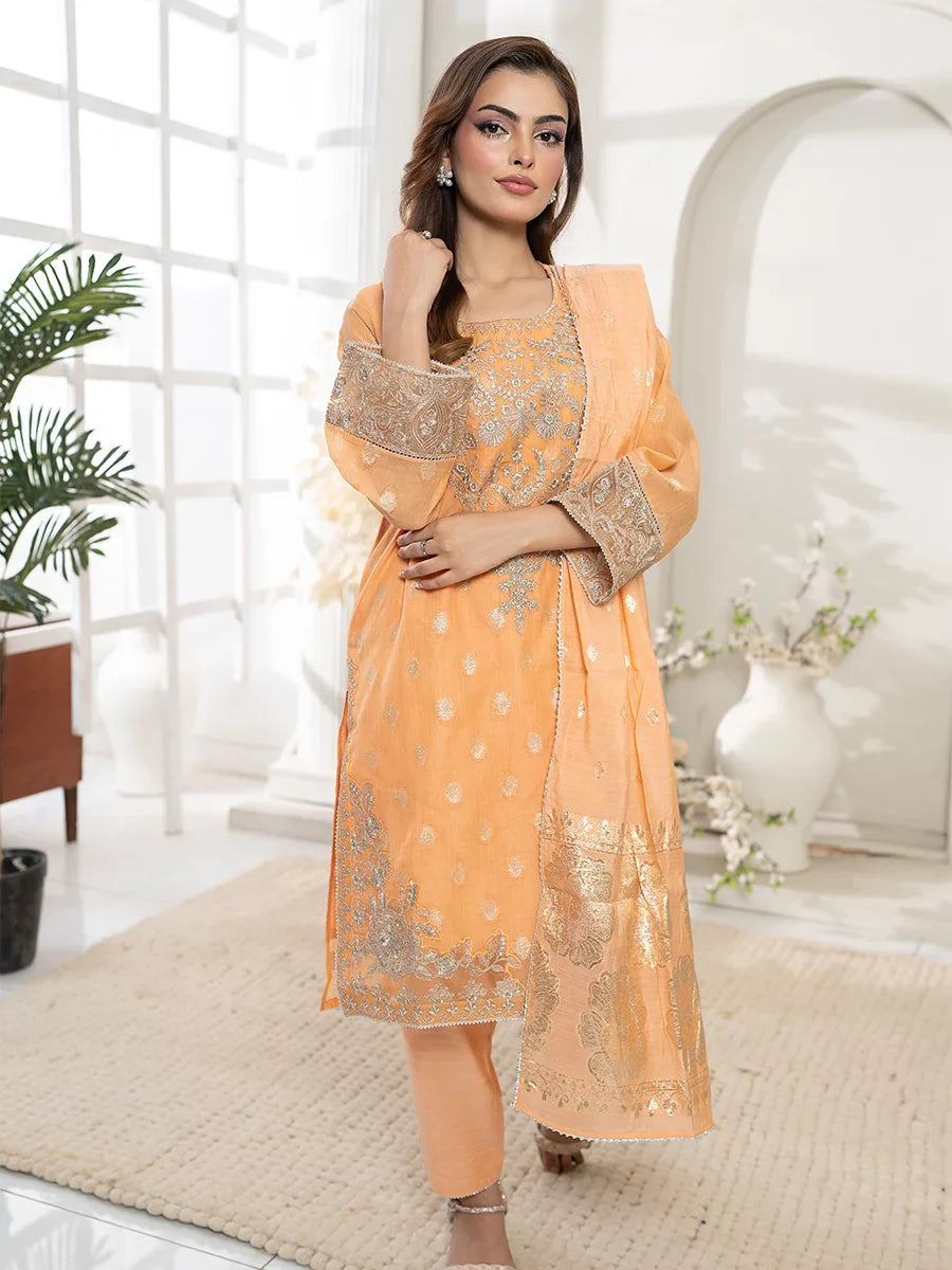 Salitex Women Embroidered Jacquard 3 Piece Suit EUAL3PEF235 - Summer Collection