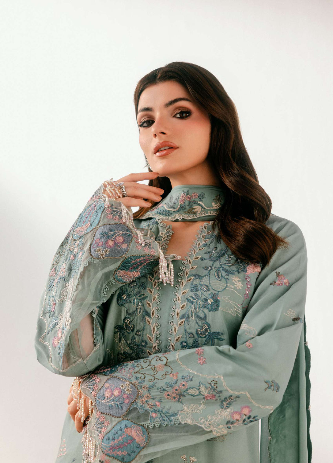 Luxe Silk by Florent Unstitched Embroidered Raw Silk 3 Piece Suit FL26ULS Emeraude - Festive Collection