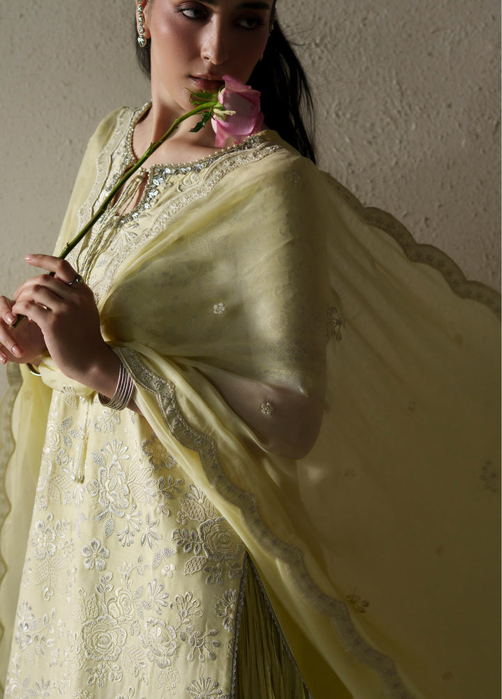 Vera Unstitched Embroidered Raw Silk 3 Piece Suit VR26URF Gulab Butter Yellow - Festive Collection