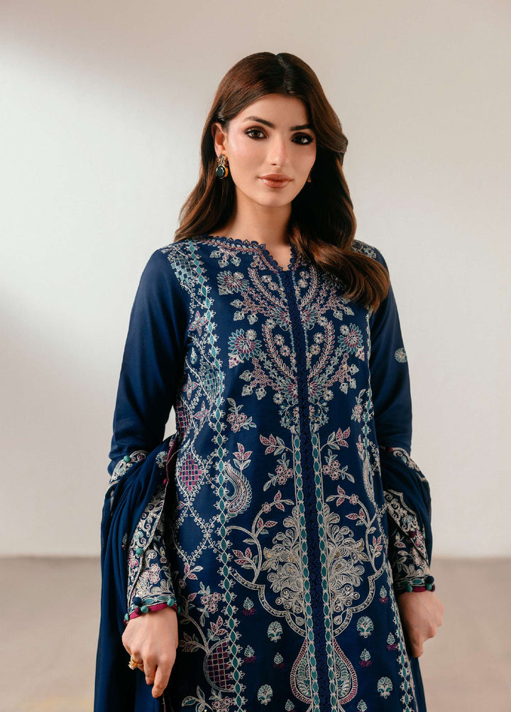 Luxe Silk by Florent Unstitched Embroidered Raw Silk 3 Piece Suit FL26ULS Celest - Festive Collection