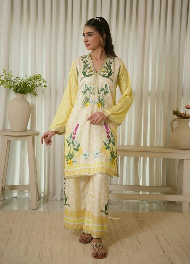 Karashe Women RTW Printed Blended Lawn 2 Piece Suit LEMON ZEST - Festive Collection