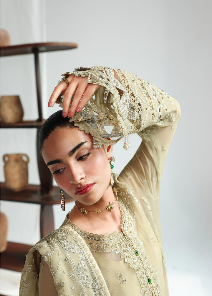 Qalamkar Unstitched Embroidered Chiffon 3 Piece Suit QLK26UCF Deena QCC-01 - Festive Collection