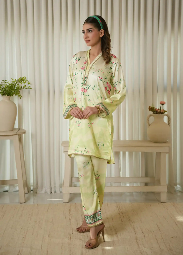 Karashe Women RTW Printed Shamooz 2 Piece Suit LIME ZEST - Festive Collection