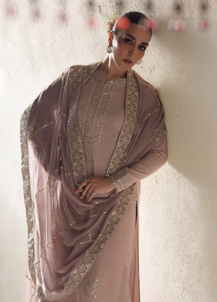 Vera Unstitched Embroidered Raw Silk 3 Piece Suit VR26URF Naqsh Soft Pink - Festive Collection