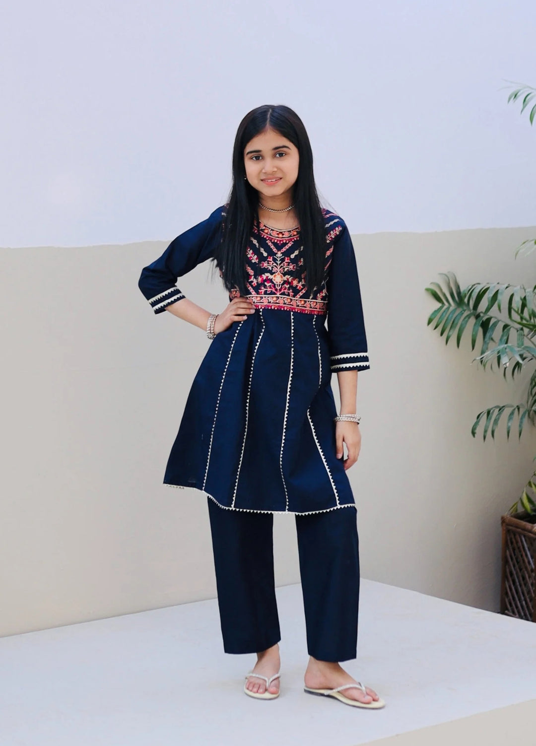 Khanak Girls RTW Embroidered Cotton 2 Piece Suit KST-125 - Casual Collection
