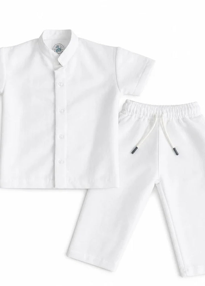 BabyCo Kids RTW Solids Cotton Co-Ord Sets Suit Oasis Relaxed White - Casual Collection
