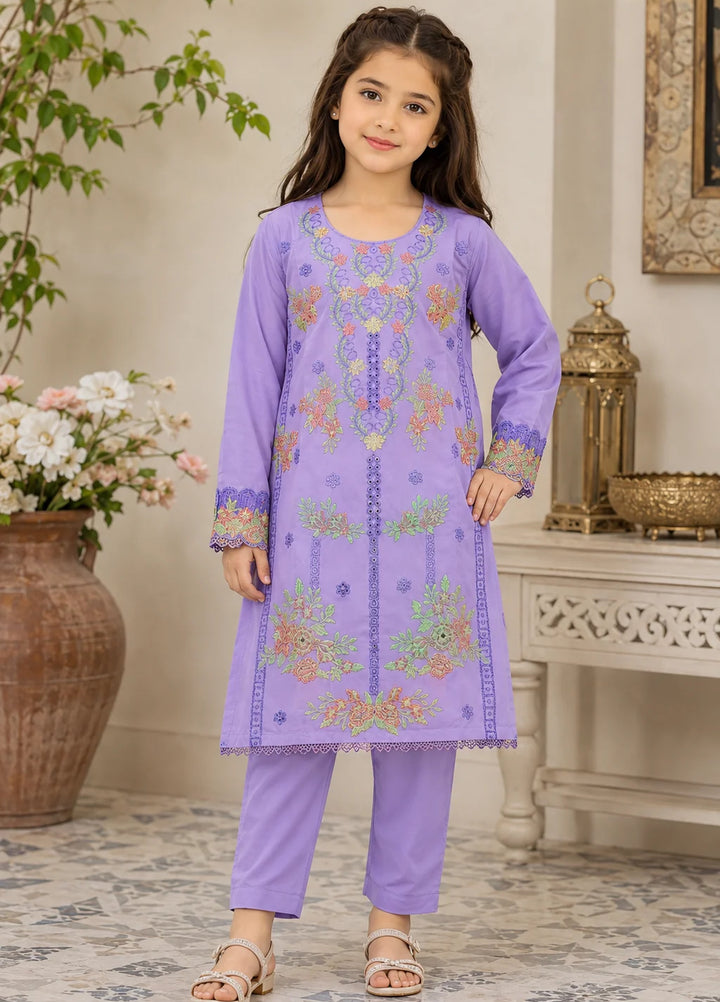Khanak Girls RTW Embroidered Cotton 2 Piece Suit KST-214 - Casual Collection