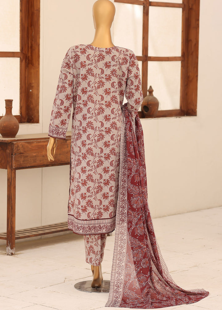 Identic by HZ Textiles Unstitched Embroidered Cotton 3 Piece Suit HZ26UCI PDW-3329-D - Casual Collection