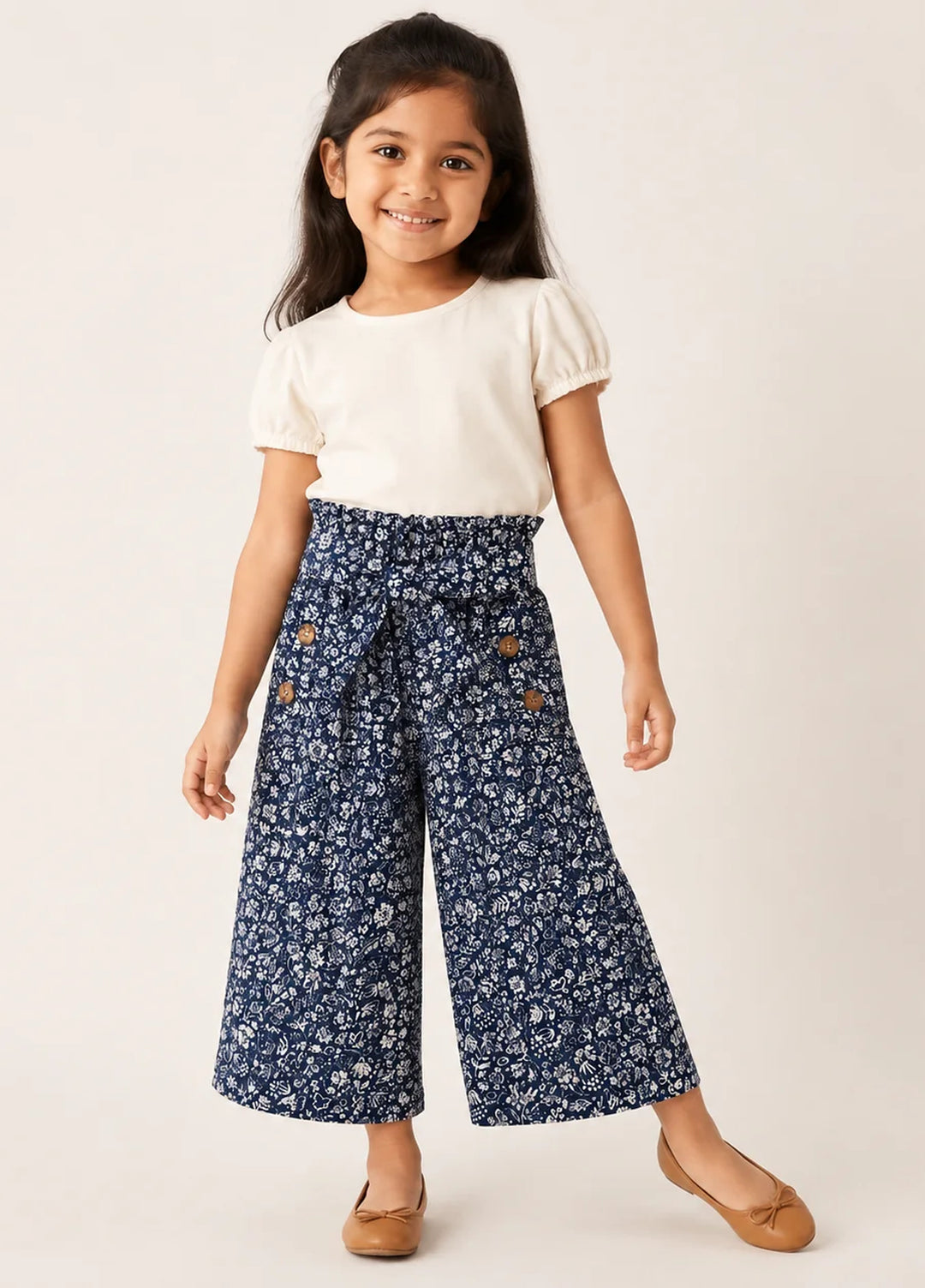 Lambkin Kids RTW Printed Cotton 1 Piece Classic Girls Wide Leg Pants - Casual Collection