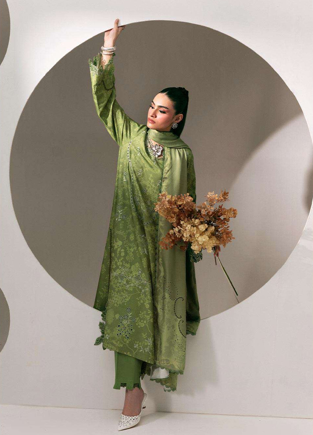 Q prints by Qalamkar Unstitched Embroidered Slub Linen 3 Piece Suit QLK26ULQ Nazia QPW-03A - Winter Collection