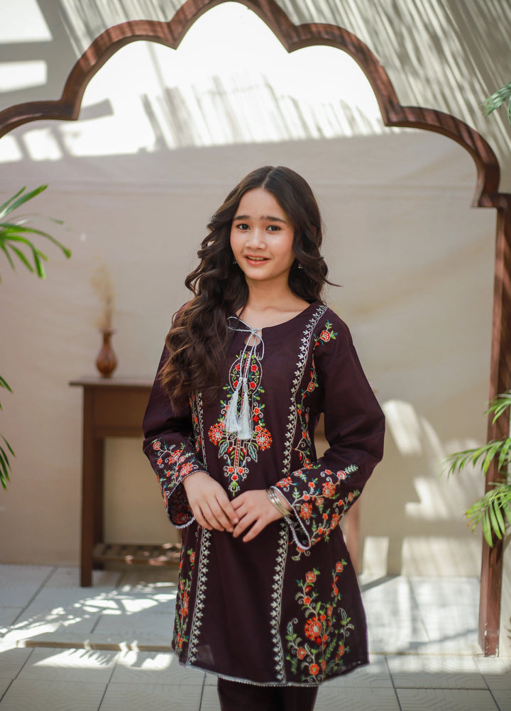 Khanak Girls RTW Embroidered Cotton 2 Piece Suit KST-171 - Casual Collection