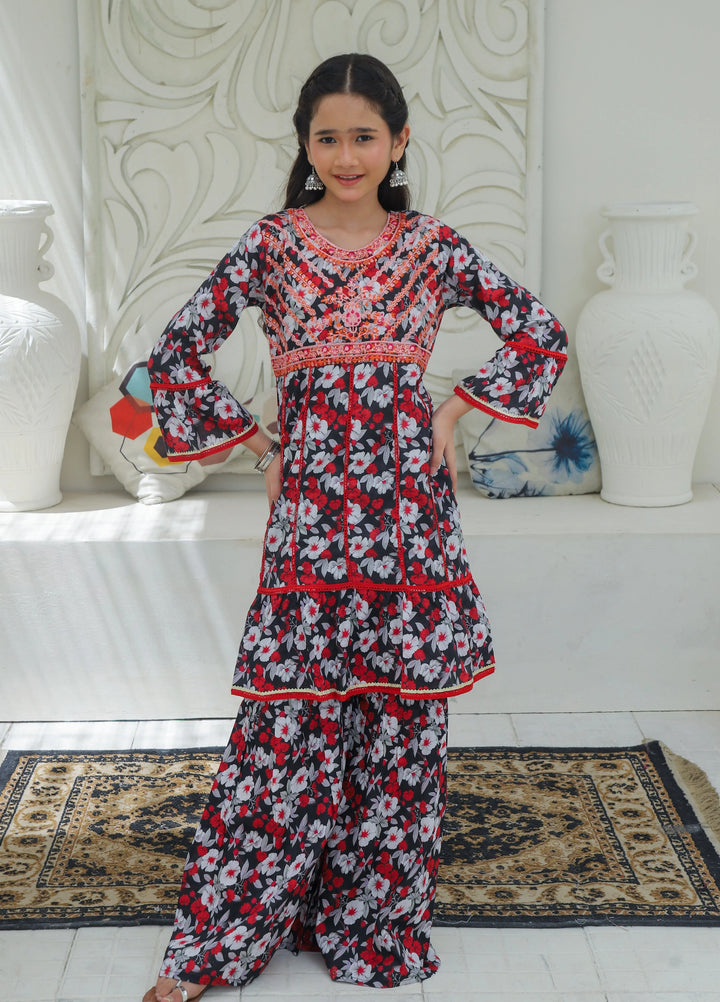 Khanak Girls RTW Embroidered Cotton 2 Piece Suit KST-192 - Casual Collection