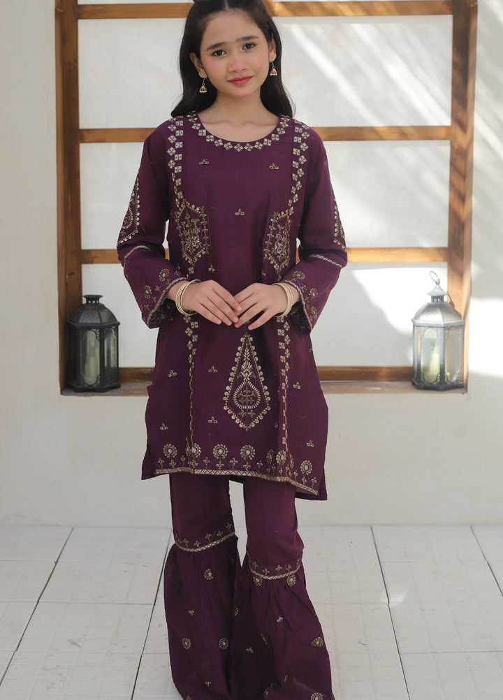 Khanak Girls RTW Embroidered Cotton 2 Piece Suit KST-142 - Casual Collection