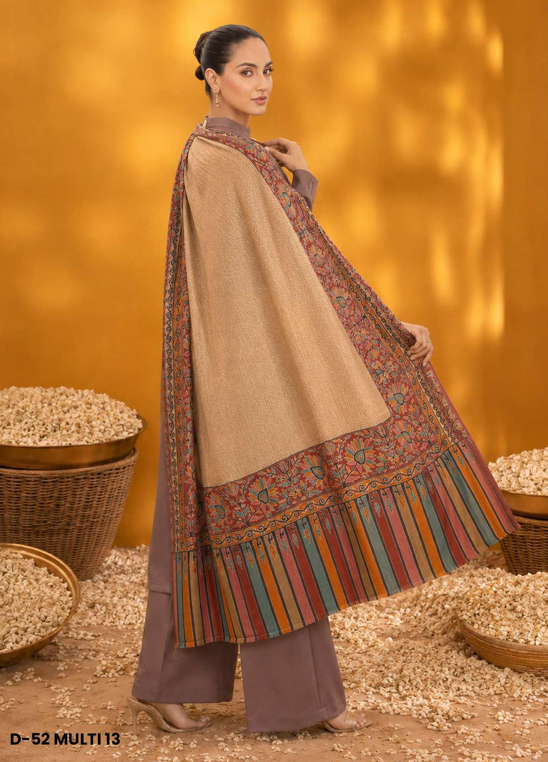 Sanaulla Exclusive Range RTW Printed Woven 1 Piece Shawl D-52 MULTI13 - Winter Collection