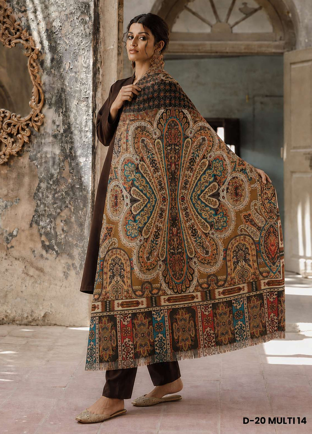 Sanaulla Exclusive Range RTW Printed Woven 1 Piece Shawl D-20 MULTI14 - Winter Collection