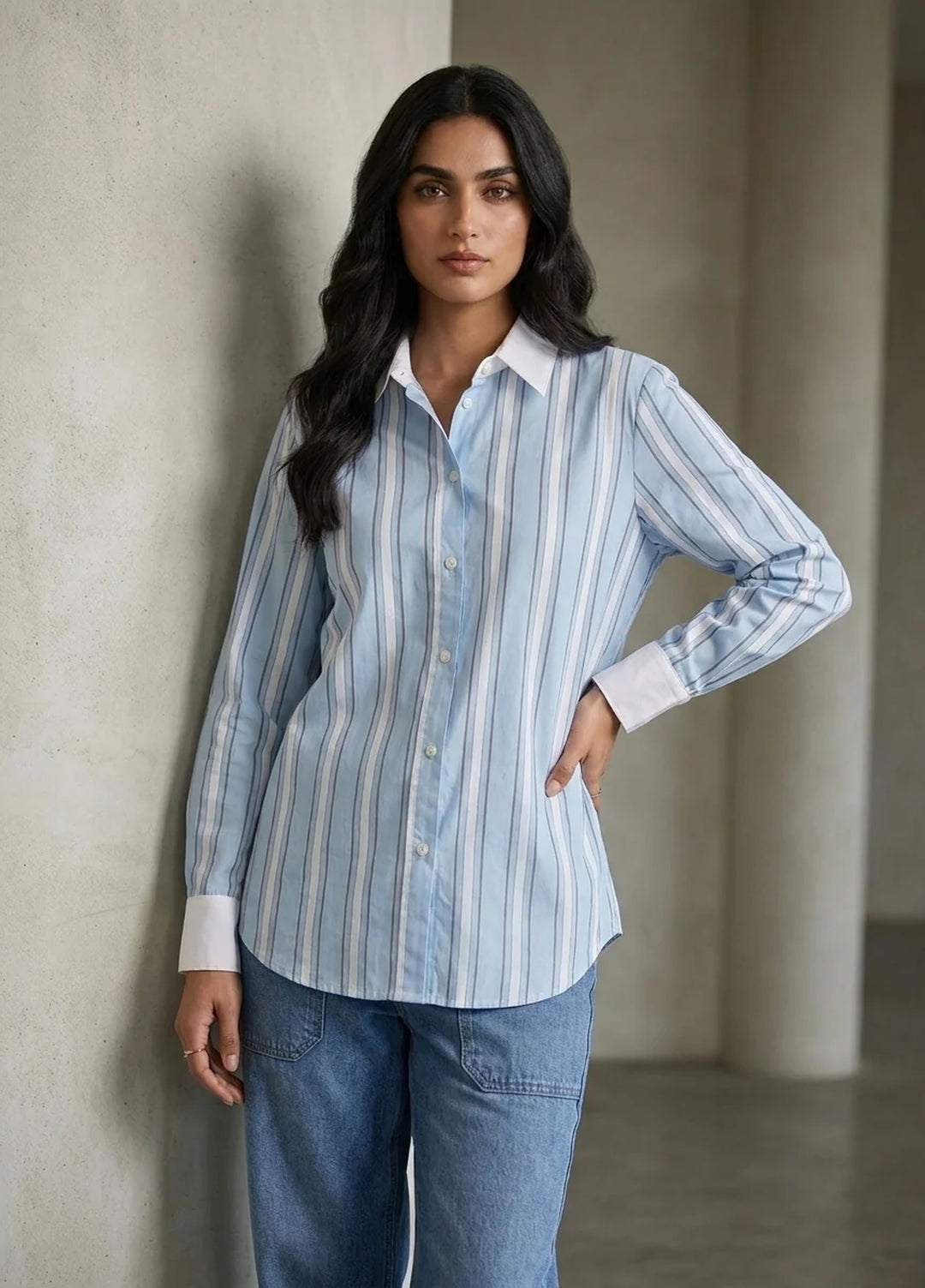 Menaal Women RTW Printed Cotton 1 Piece SKY STRIP - Western Collection