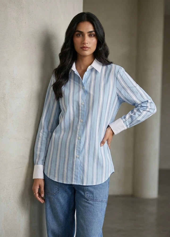 Menaal Women RTW Printed Cotton 1 Piece SKY STRIP - Western Collection