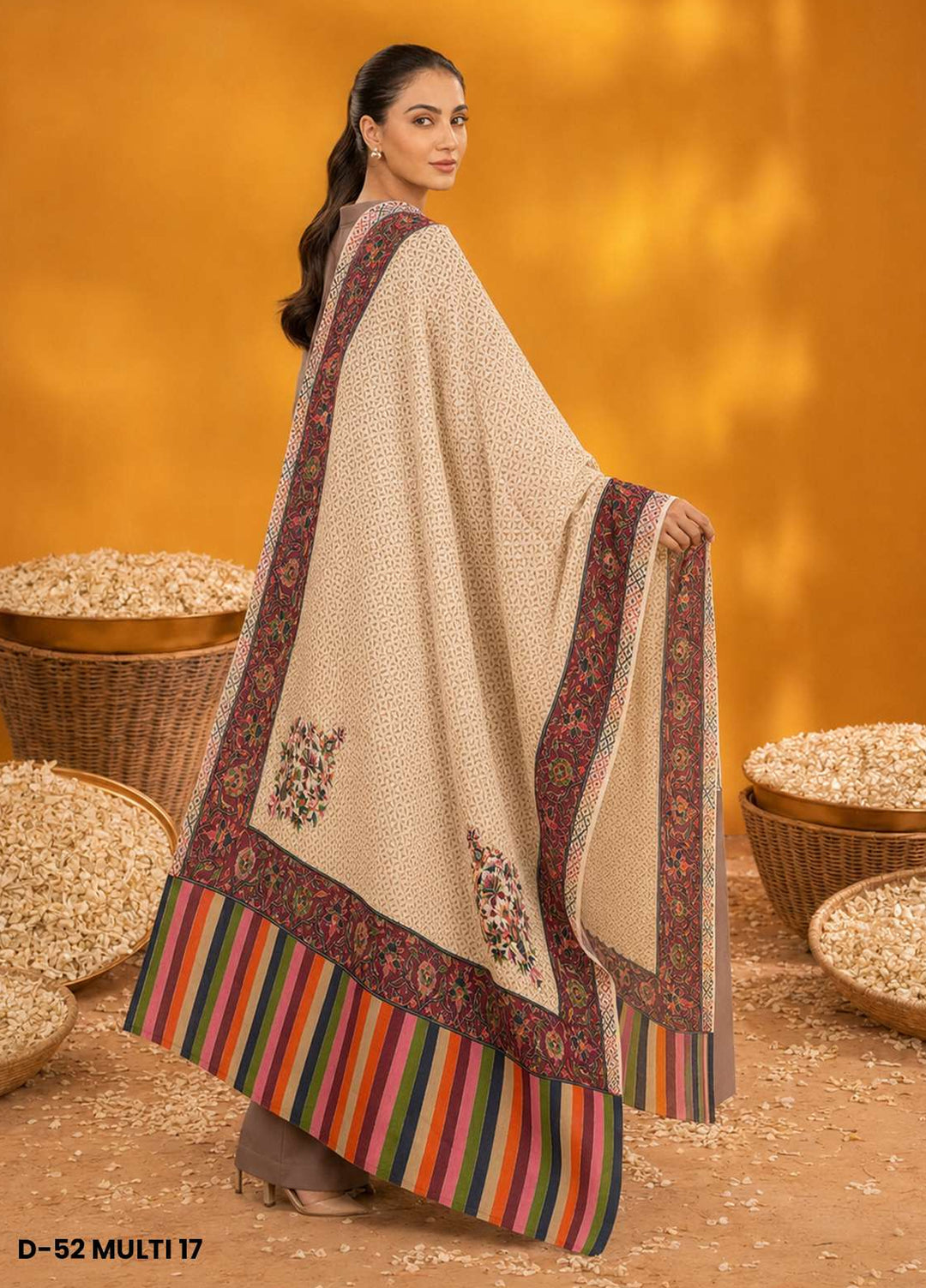 Sanaulla Exclusive Range RTW Printed Woven 1 Piece Shawl D-52 MULTI17 - Winter Collection