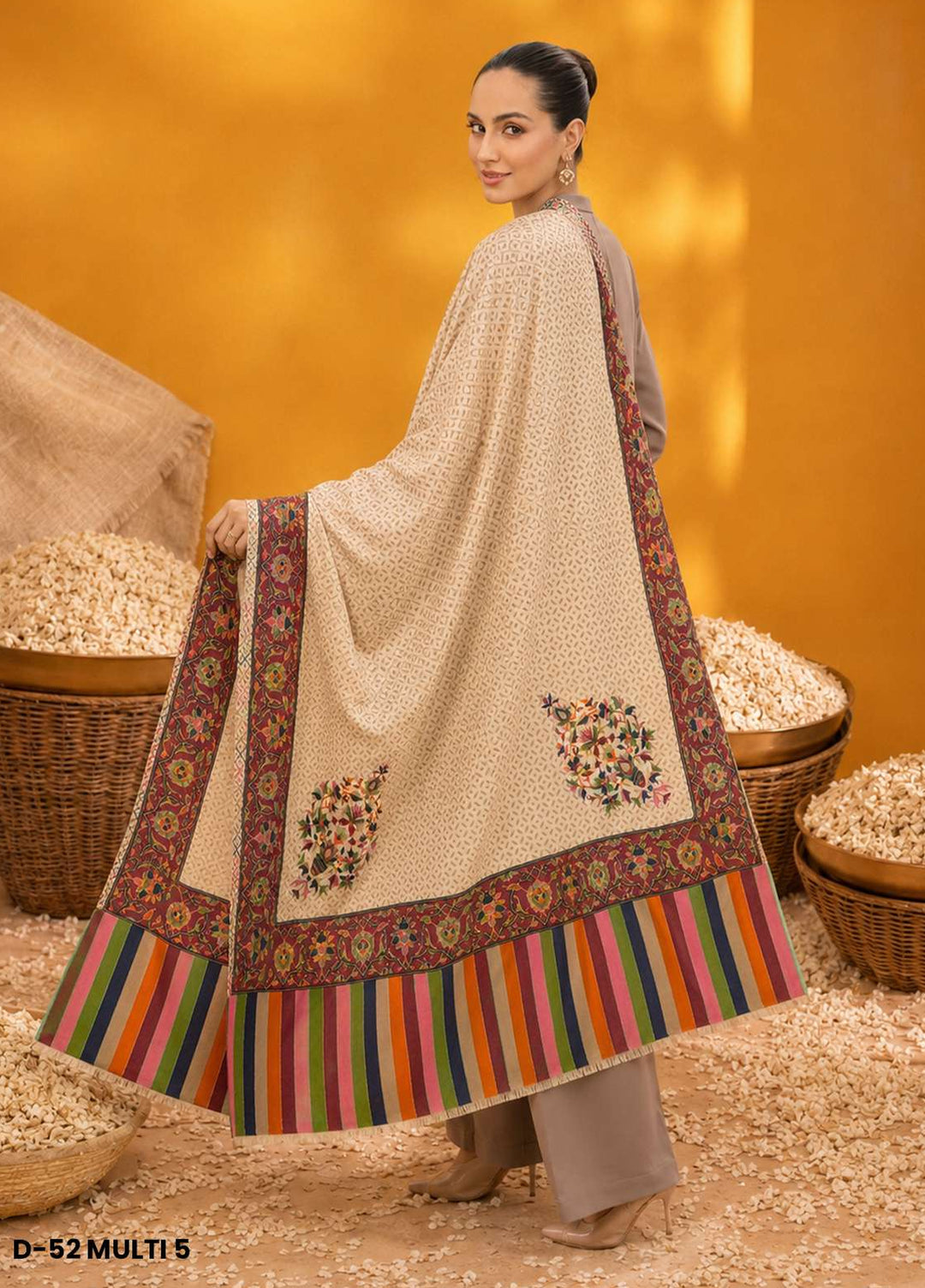 Sanaulla Exclusive Range RTW Printed Woven 1 Piece Shawl D-52 MULTI5 - Winter Collection