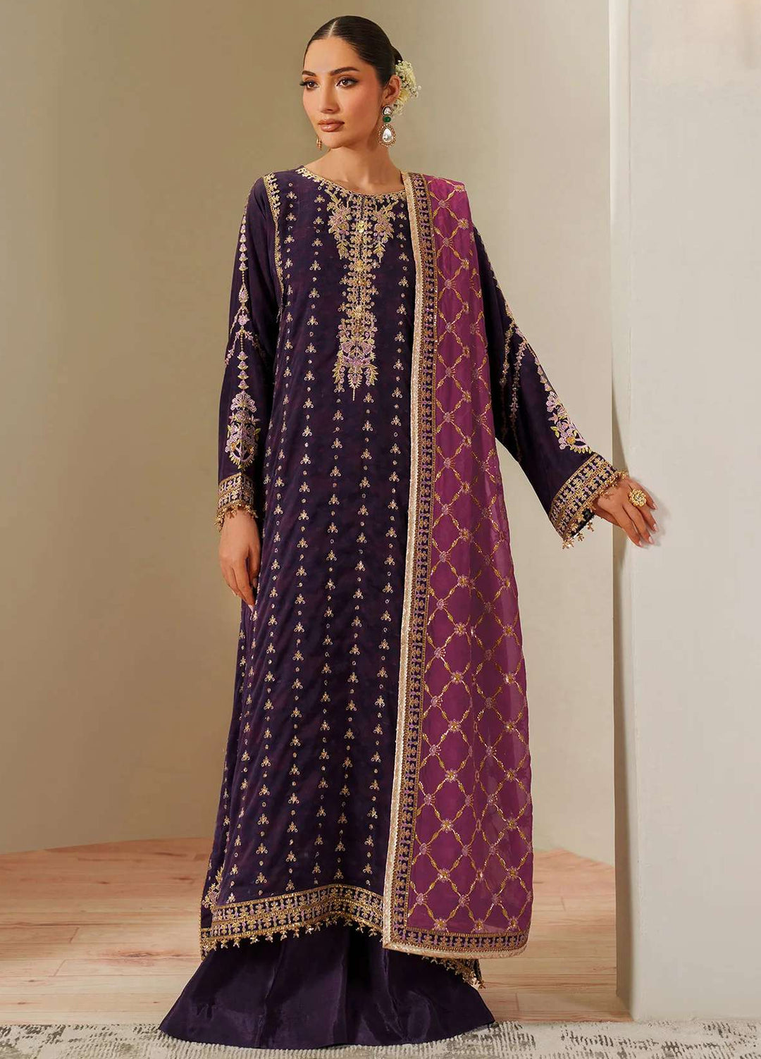 Alizeh Fashion Unstitched Embroidered Chiffon 3 Piece Suit AF26UCF AF-CH-2196-Reya - Festive Collection