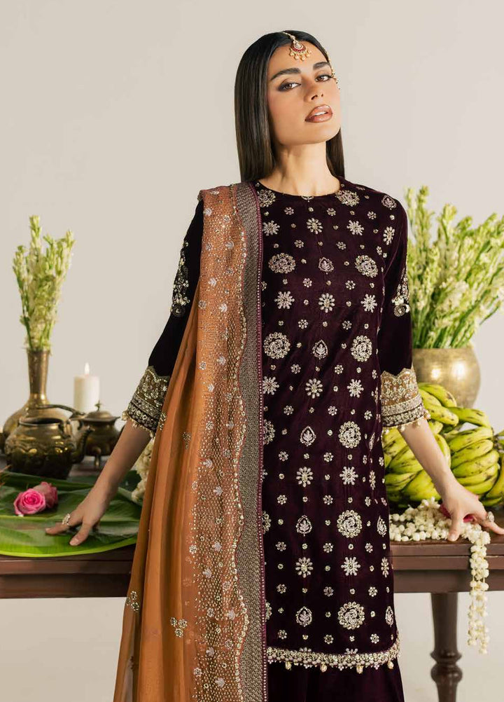 Maya by Nureh Unstitched Embroidered Velvet 3 Piece Suit NU26UMV NW-134 - Wedding Collection