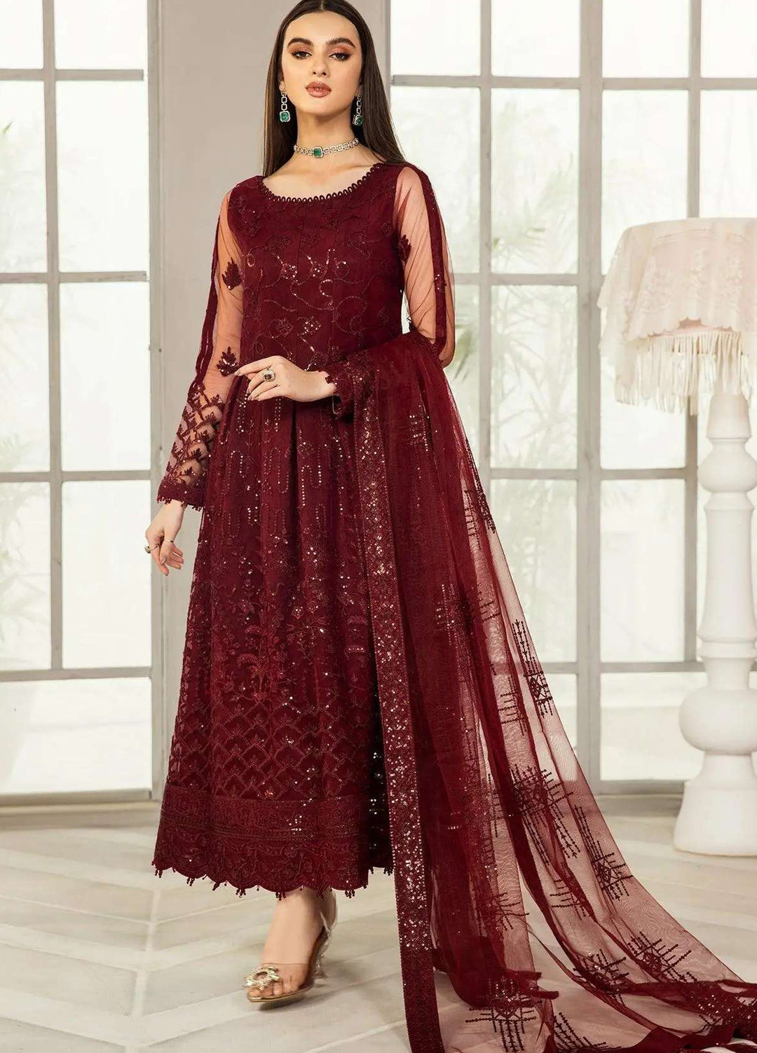 Alizeh Fashion Unstitched Embroidered Chiffon 3 Piece Suit AF26UCF AF-UF-9001-Gulrukh - Festive Collection