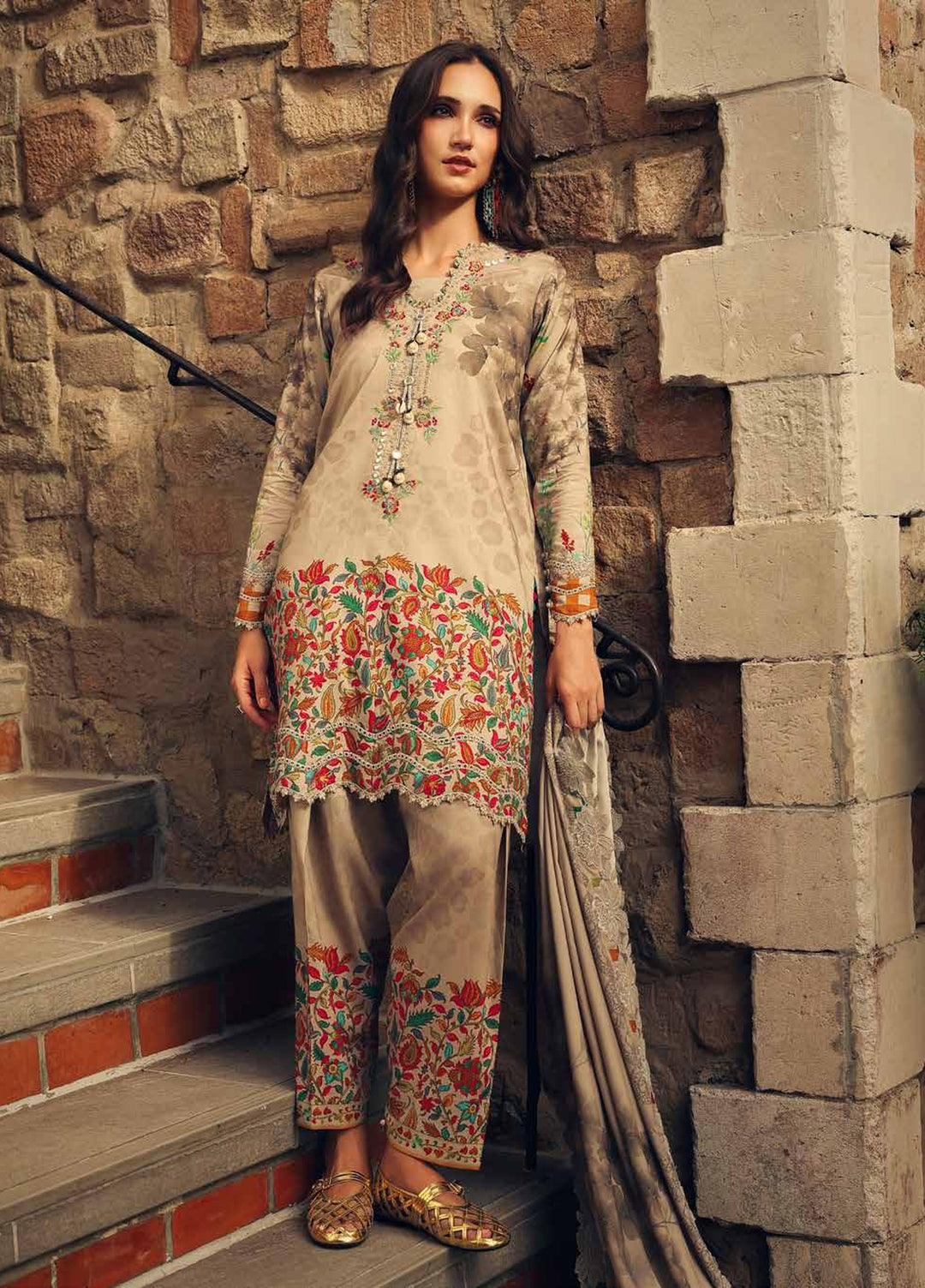 Combination by Charizma Unstitched Embroidered Linen 3 Piece Suit CHR26UCL CCW7-07 - Casual Collection