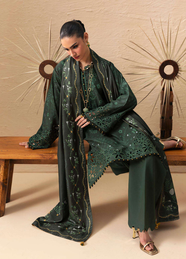 Q prints by Qalamkar Unstitched Embroidered Slub Linen 3 Piece Suit QLK26ULQ Elaris QPW-04B - Winter Collection