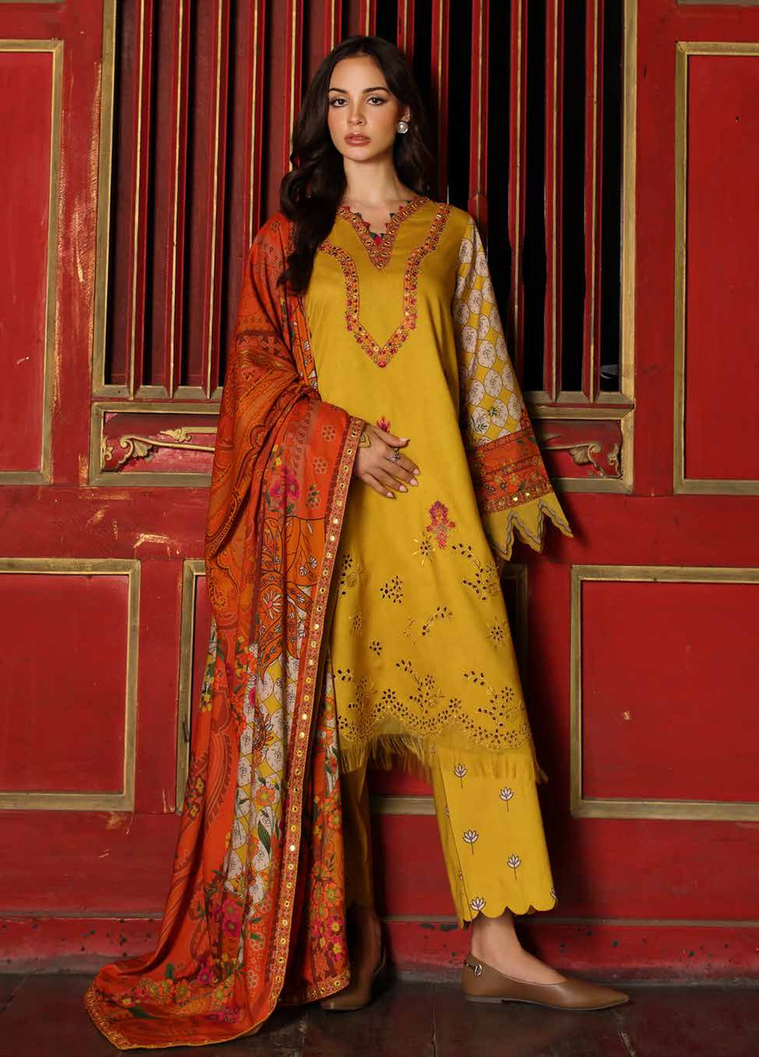 Combination by Charizma Unstitched Embroidered Linen 3 Piece Suit CHR26UCL CCW7-03 - Casual Collection