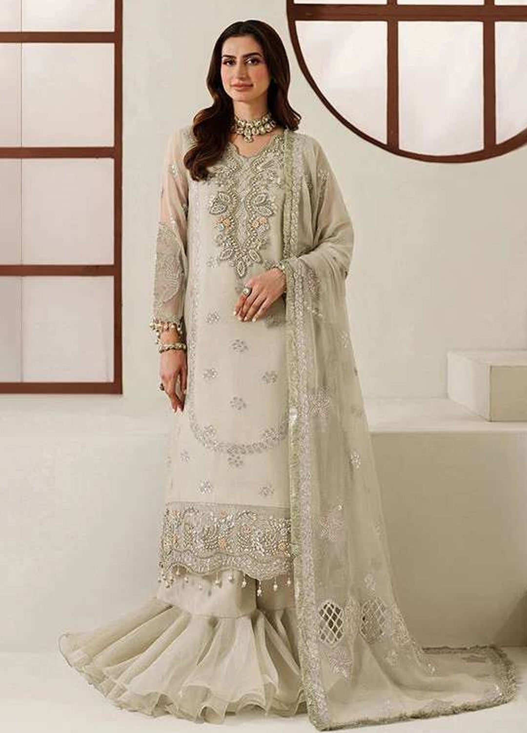 Alizeh Fashion Unstitched Embroidered Chiffon 3 Piece Suit AF26UCF AF-CH-4048-Nashmia - Festive Collection