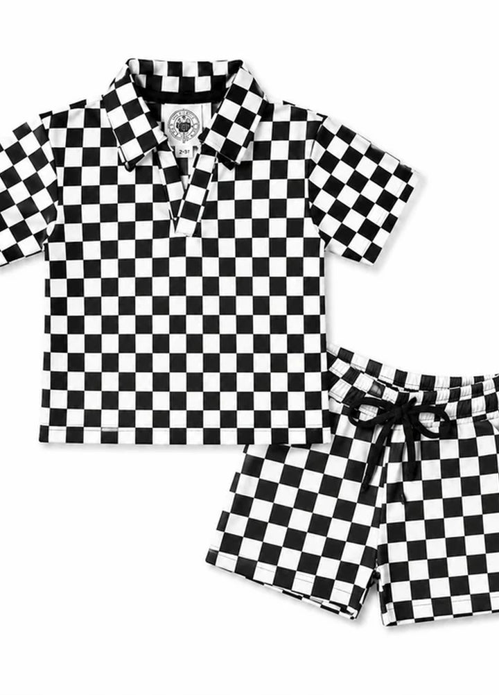 BabyCo Kids RTW Printed Cotton Co-Ord Sets Suit Chess Club Resort - Casual Collection