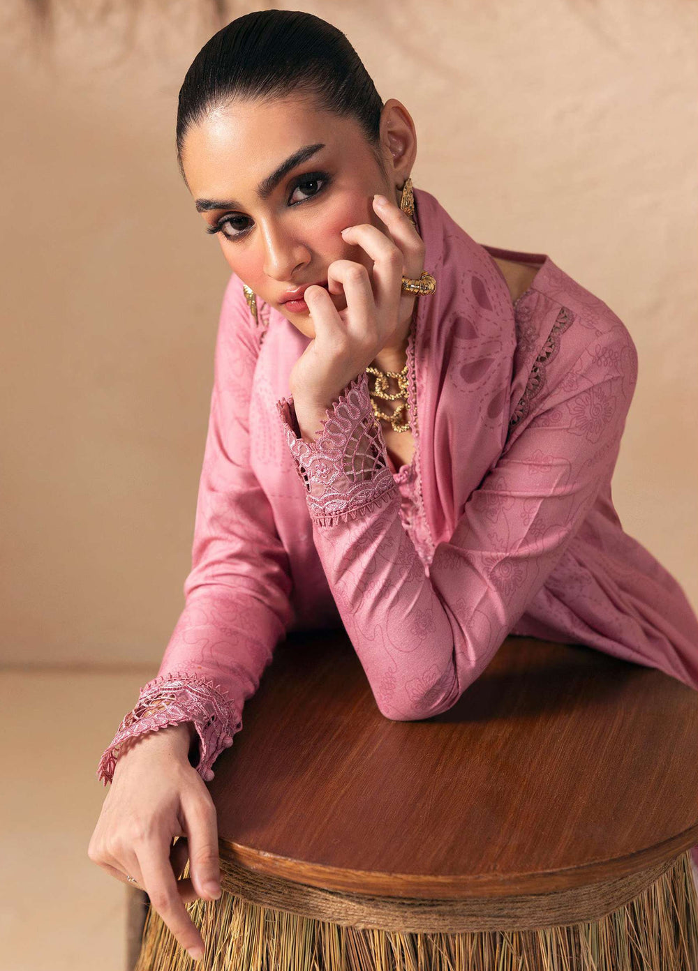 Q prints by Qalamkar Unstitched Embroidered Slub Linen 3 Piece Suit QLK26ULQ Seema QPW-07A - Winter Collection
