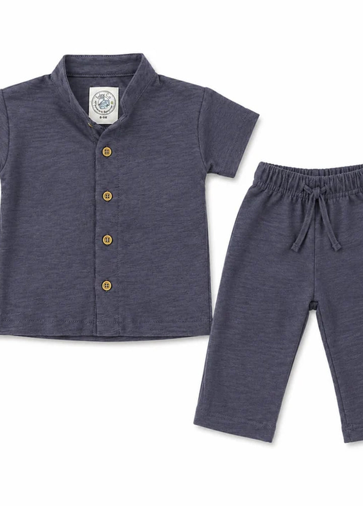 BabyCo Kids RTW Solids Cotton Co-Ord Sets Suit Slate Calm Summer - Casual Collection