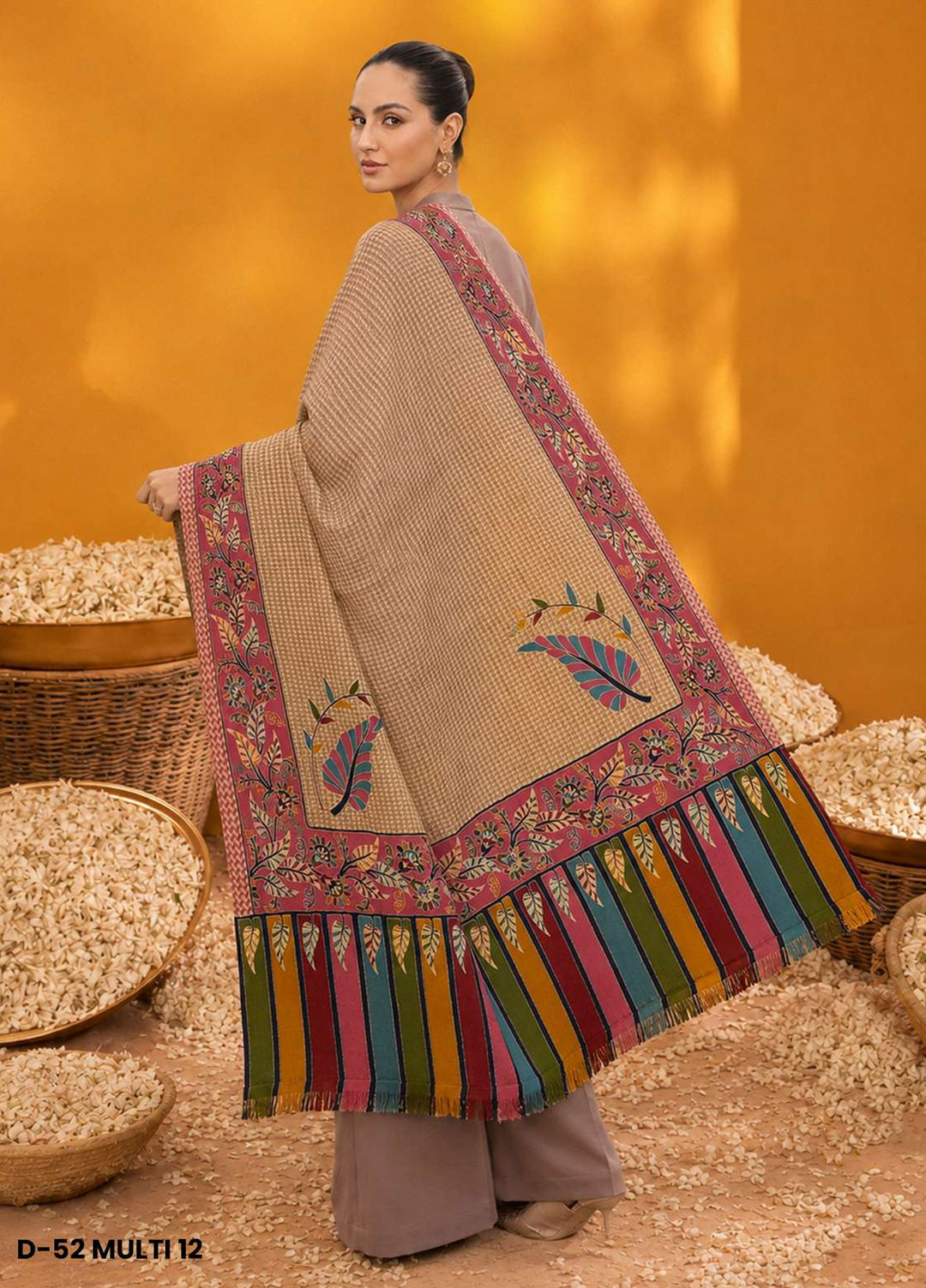 Sanaulla Exclusive Range RTW Printed Woven 1 Piece Shawl D-52 MULTI12 - Winter Collection