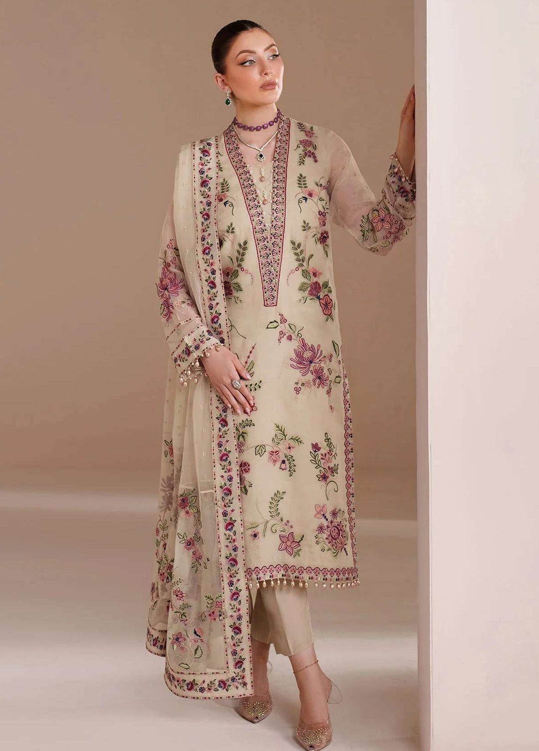 Alizeh Fashion Unstitched Embroidered Chiffon 3 Piece Suit AF26UCF AF-BDHG-5041-Victoria - Festive Collection