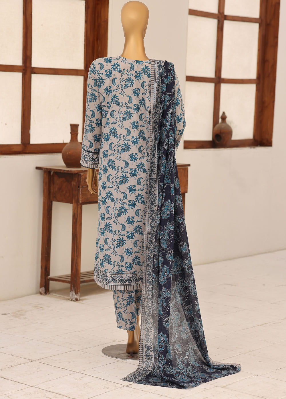 Identic by HZ Textiles Unstitched Embroidered Cotton 3 Piece Suit HZ26UCI PDW 3329-A - Casual Collection