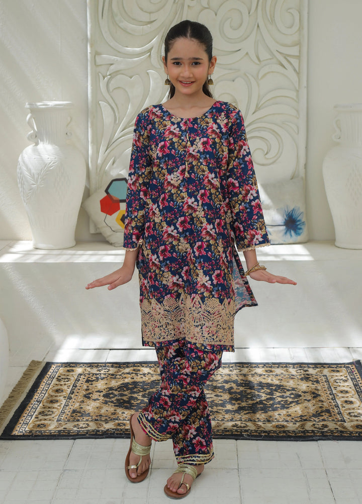 Khanak Girls RTW Embroidered Cotton 2 Piece Suit KST-198 - Casual Collection