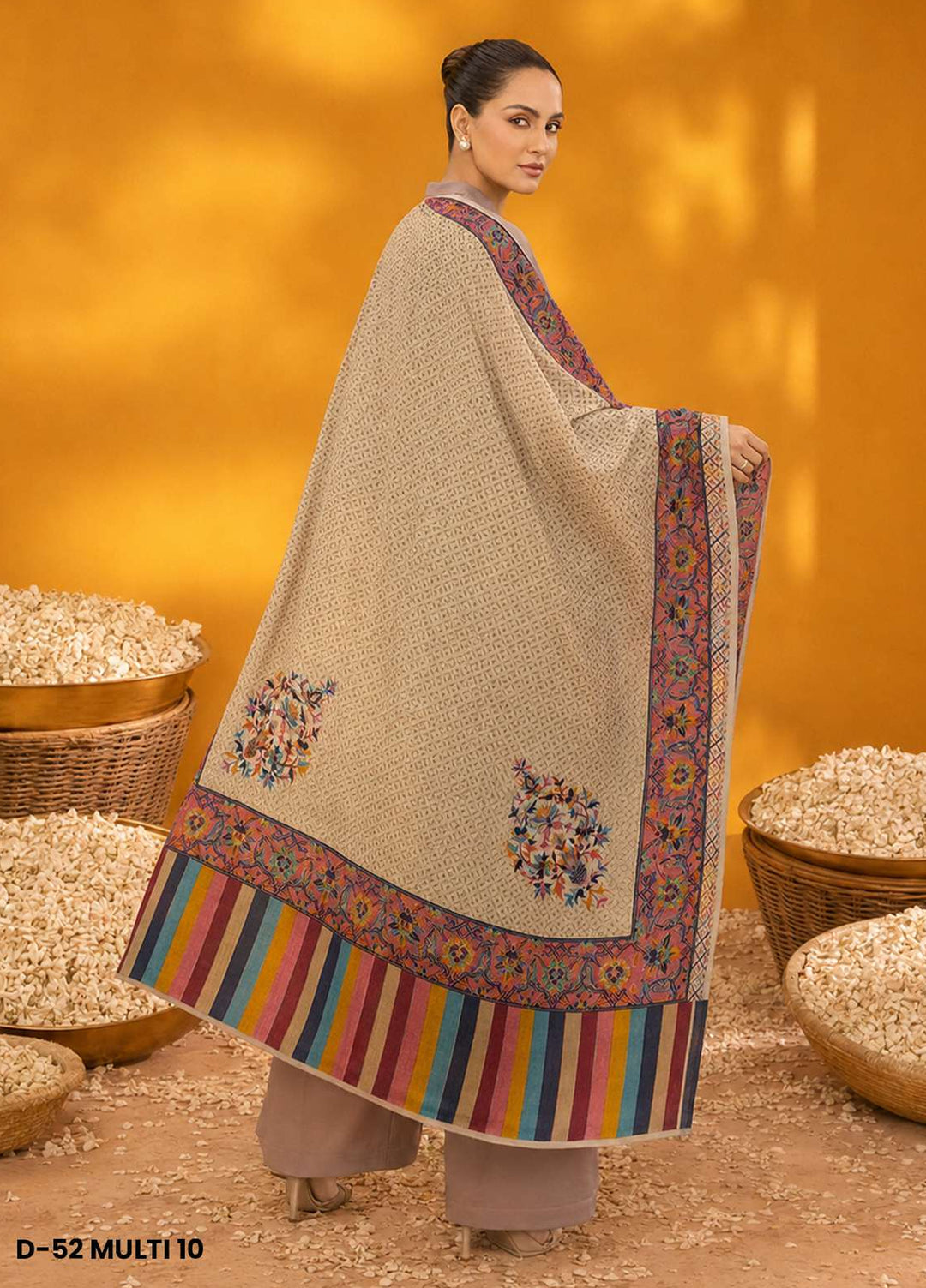 Sanaulla Exclusive Range RTW Printed Woven 1 Piece Shawl D-52 MULTI10 - Winter Collection